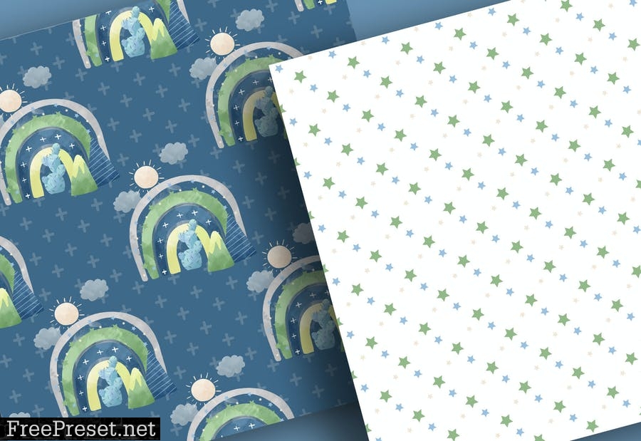 Dino Baby Boy digital paper pack HFEAL2F