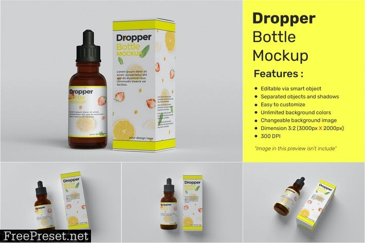 Drop Bottle Mockup with Box Package FHQM7U2