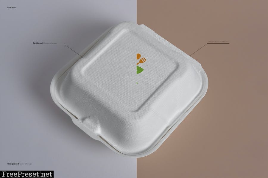 Eco Food Takeout Packaging Mockup 6VWM2VS