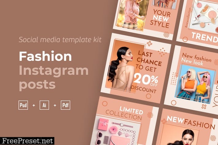 Fashion Instagram posts template kit - 19 G9Q58SY