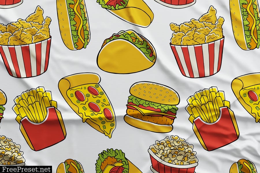 Fast Food Seamless Pattern #01 3ZRWJ8Y