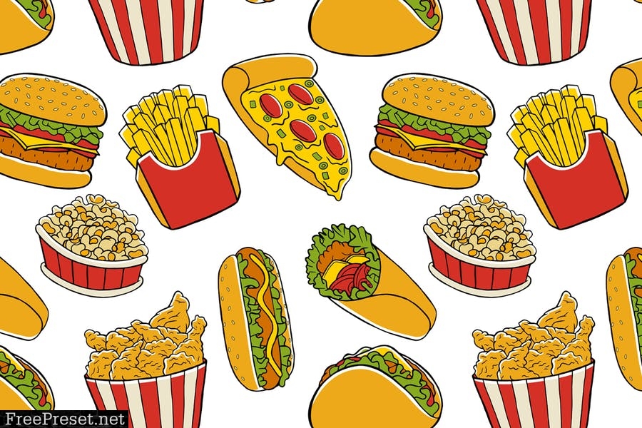 Fast Food Seamless Pattern #01 3ZRWJ8Y