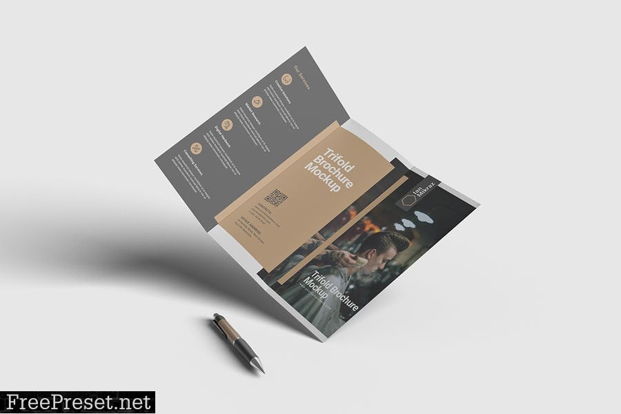 Floating Trifold Brochure Mockup E623Y9S