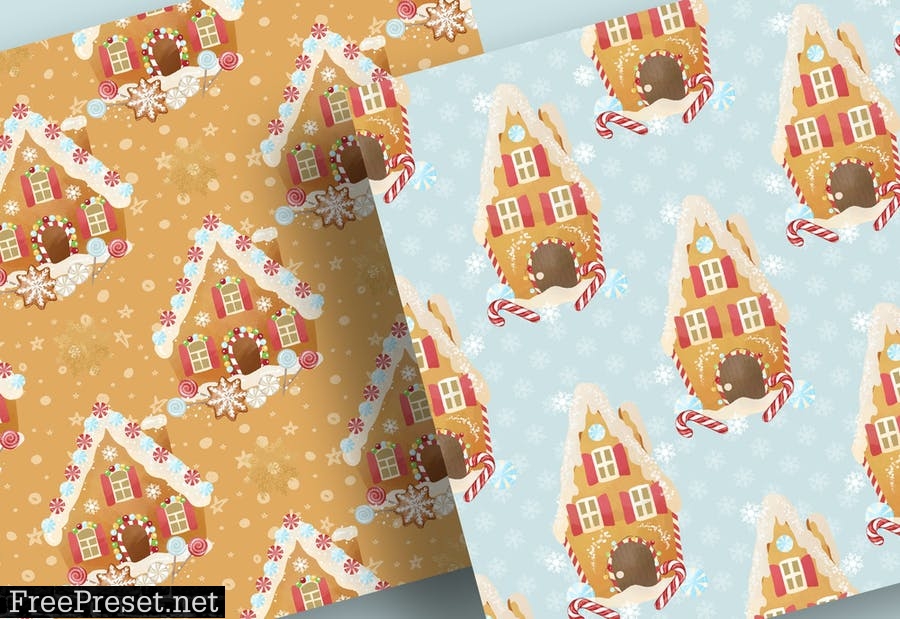 Gingerbread house digital paper pack FBMQ9QU