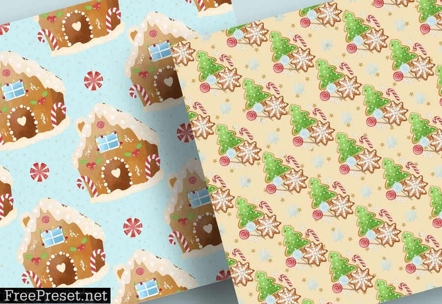 Gingerbread house digital paper pack FBMQ9QU