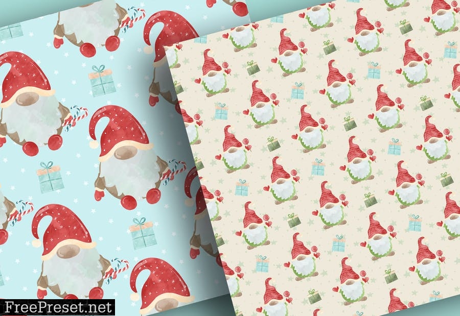 Gnomes Christmas digital paper pack 4JCTWCE