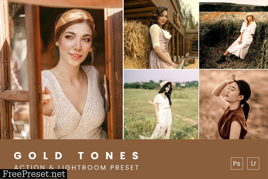 Gold Tones Action & Lightroom Preset