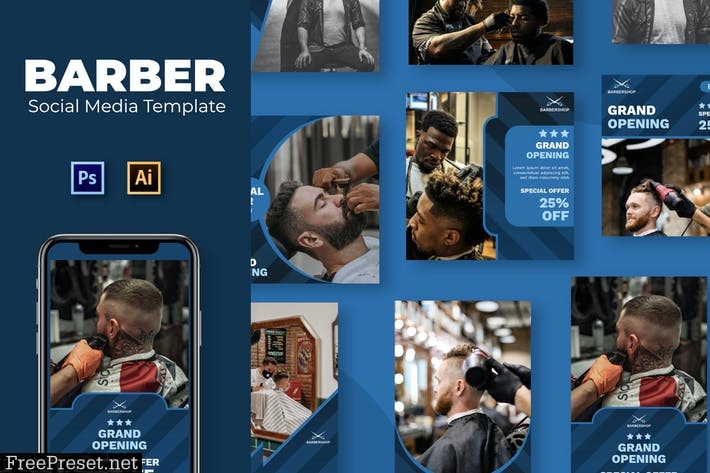 Grand Barber Social Media Template 85LZM8Z