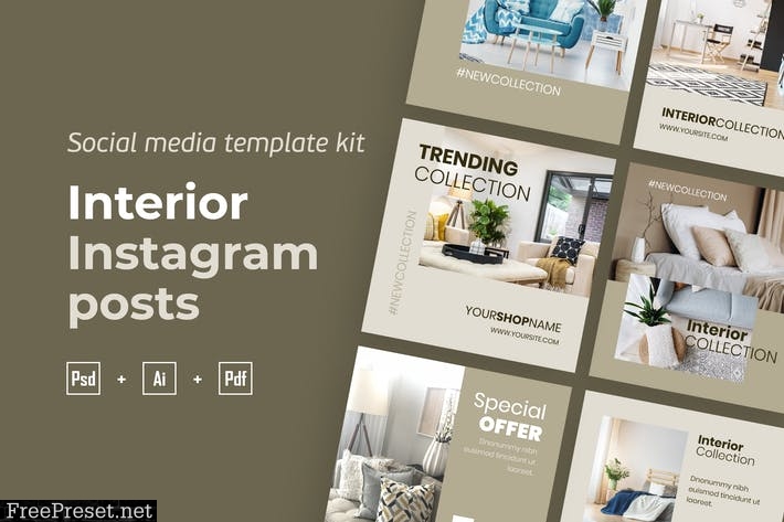 Interior Instagram posts template kit - 03 8WE6YED