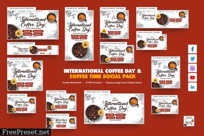 International Coffee Day , Coffee Time Social Pack 743ES27