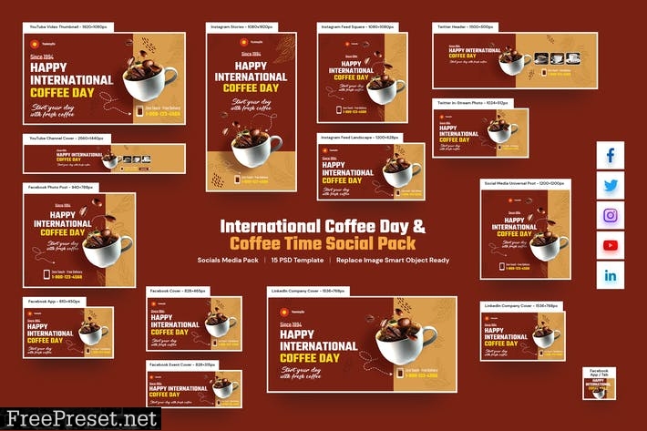 International Coffee Day , Coffee Time Social Pack GDVM2YG