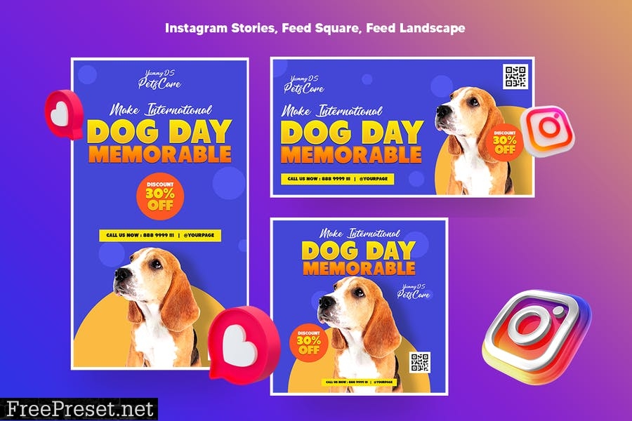 International Dogs Day , Pets Care Social Pack 5453PZD