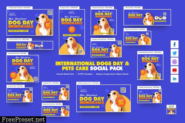 International Dogs Day , Pets Care Social Pack 5453PZD