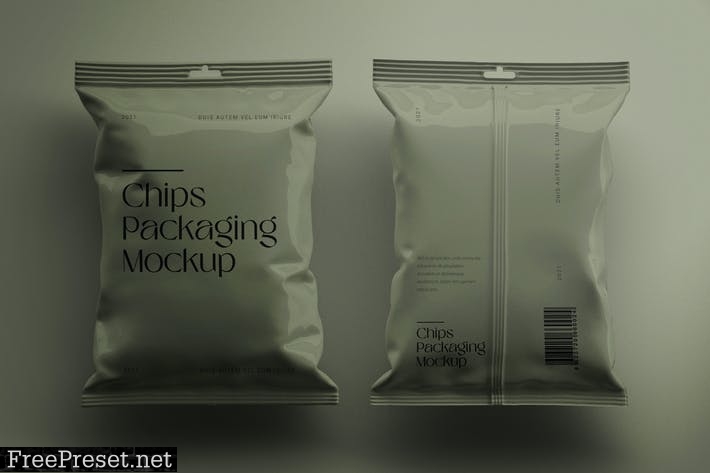 Isometric Chips Packet Packaging Mockup