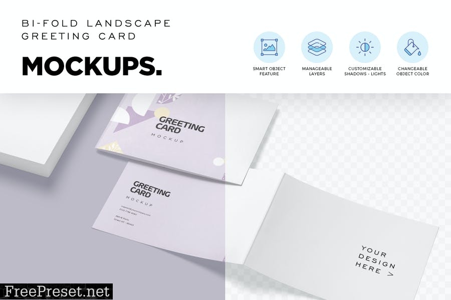 Landscape A4 2Fold Post Card Mockups KXDSLAL