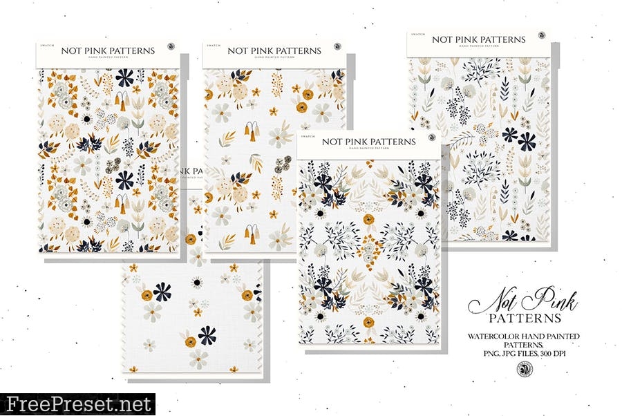 Not Pink Patterns - watercolor patterns set NQXJSH8