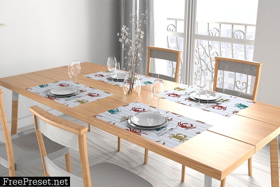 Place Settings Individual Tablecloths Mockup BH6P732