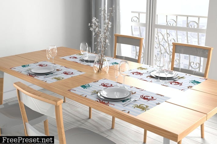 Place Settings Individual Tablecloths Mockup BH6P732