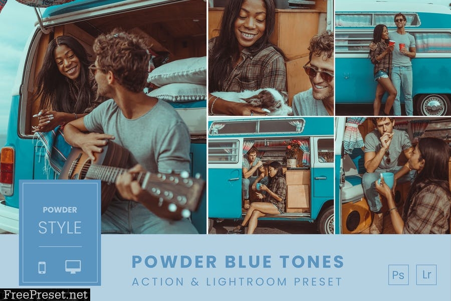 Powder Blue Tones Action & Lightroom Preset