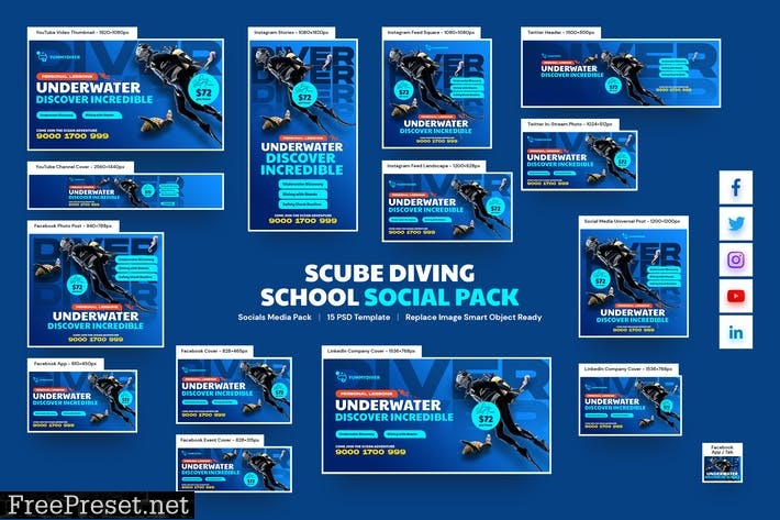 Scuba Diving School Social Pack 8FUQPSV