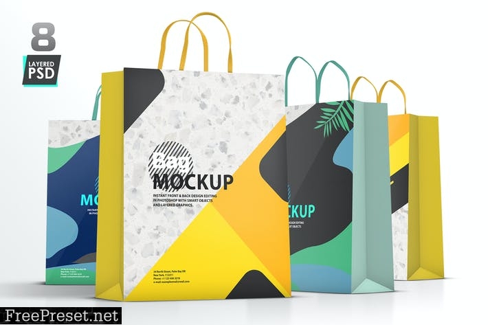 Shopping Bags 8 Layered PSD Mockups LLLEG7G