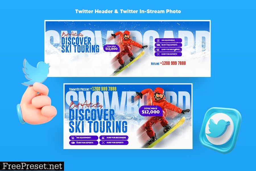 Ski Resort & Snowboard School Social Pack
