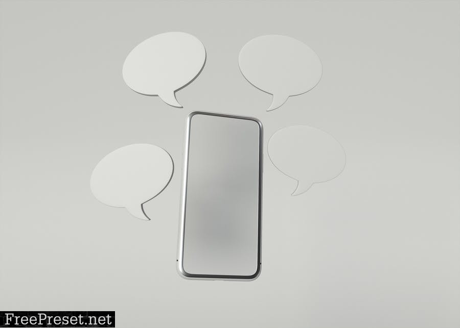 Smartphone Screen Mockup with Bubble Chat AX8PKQ9