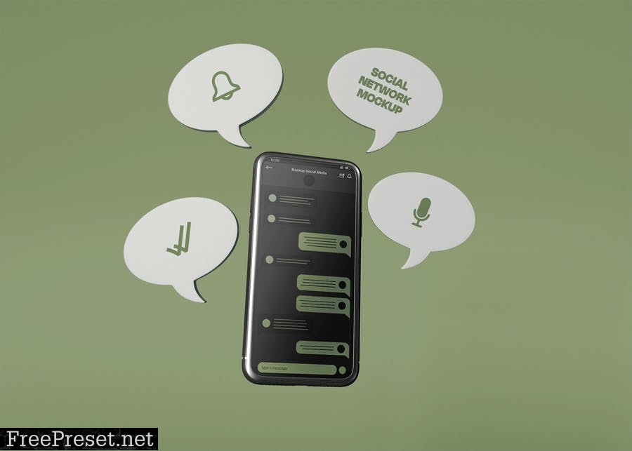 Smartphone Screen Mockup with Bubble Chat AX8PKQ9