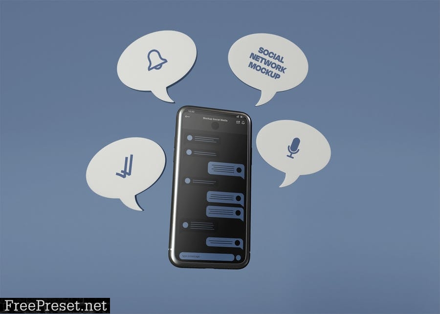 Smartphone Screen Mockup with Bubble Chat AX8PKQ9