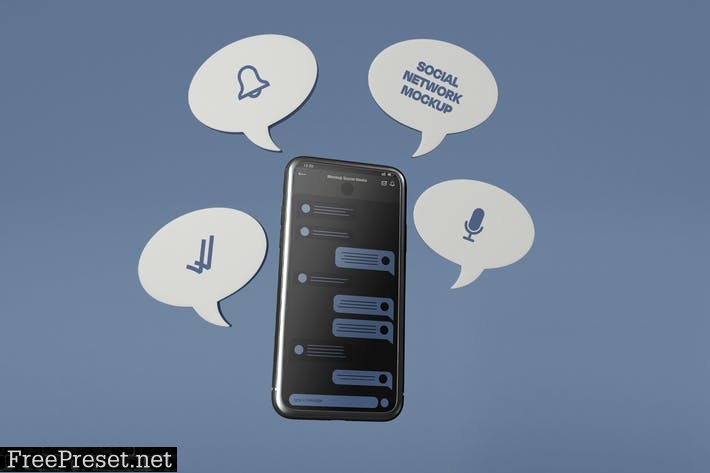 Smartphone Screen Mockup with Bubble Chat AX8PKQ9