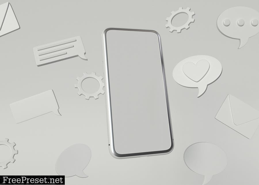 Smartphone Screen Mockup with Bubble Chat CG23WKZ