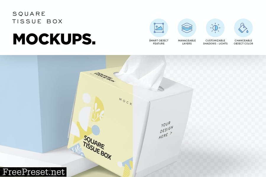 Square Tissue Box Mockups