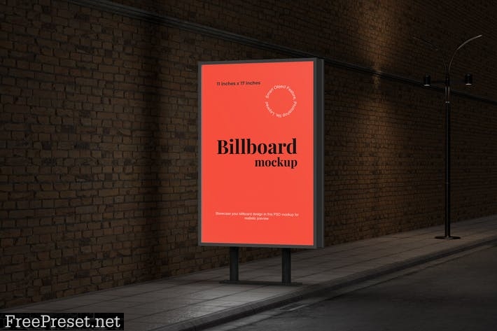 Street Advertisement Vertical Billboard Mockup QY7SH98