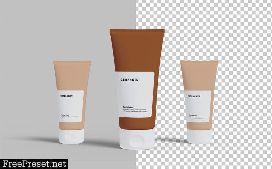 Three Cosmetic Tube Mockup F5RJQNM