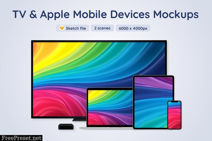 TV & Apple Mobile Device Mockups 3FPQMP7