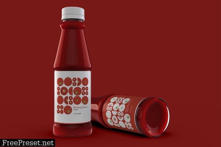 Two Ketchup Sauce Packaging Mockup X2T7KLA