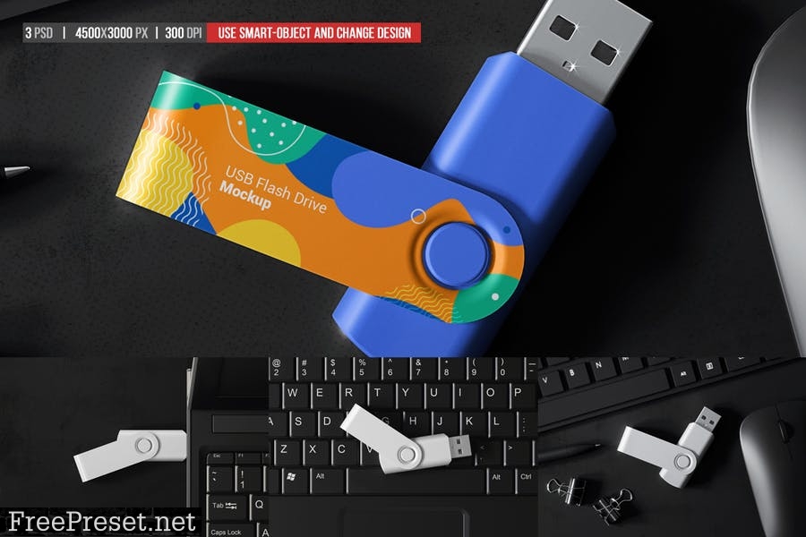 USB Flash Drive Mockup 44BECU2