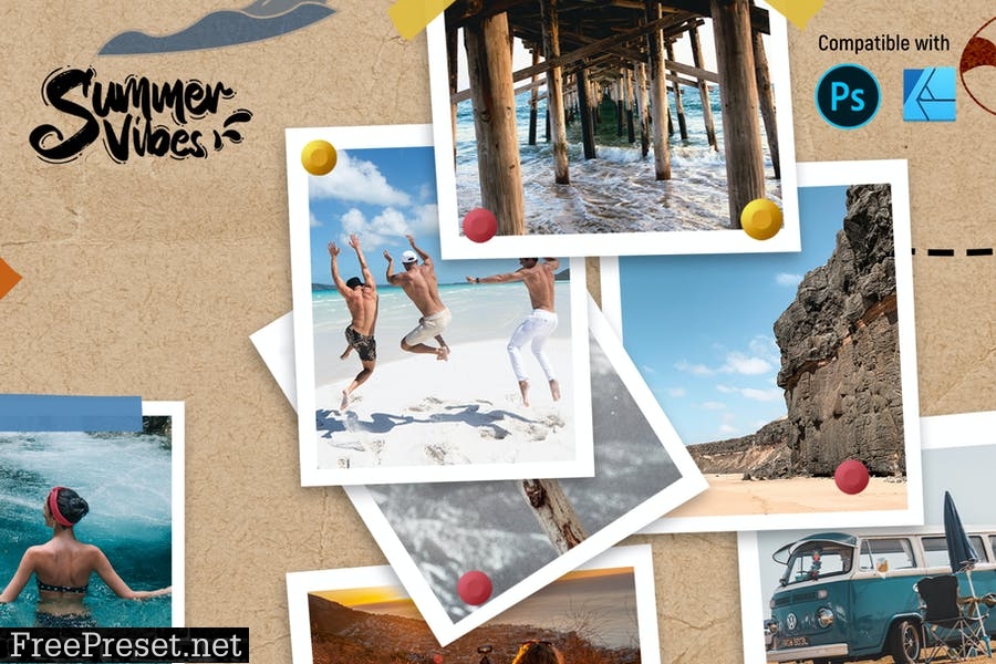 Vacation Moodboard Mockup V88L48Y