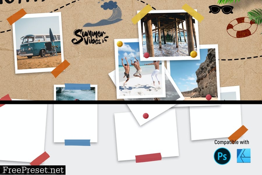 Vacation Moodboard Mockup V88L48Y