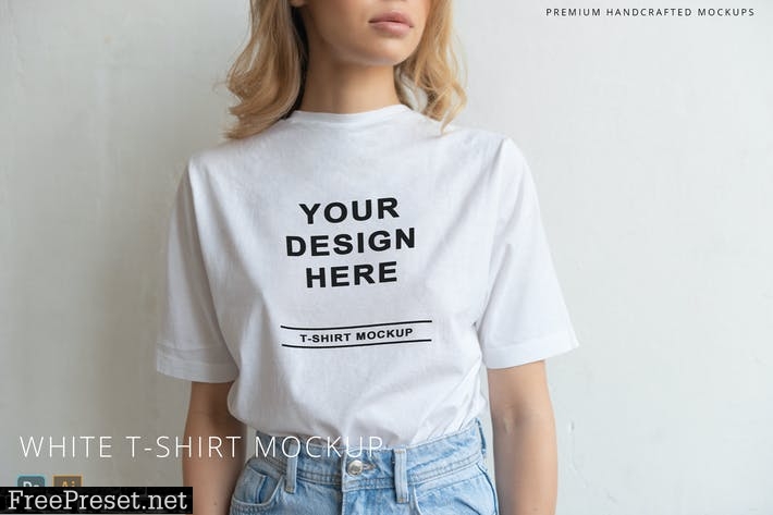 White T-Shirt on Person Mockup Close Up Minimal Z7TA3LN