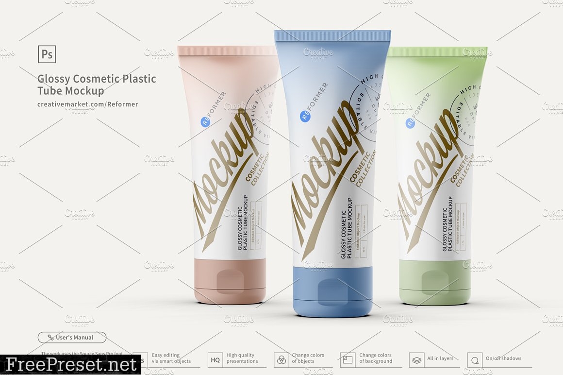 3 Cosmetic Plastic Tube Mockup 3305999