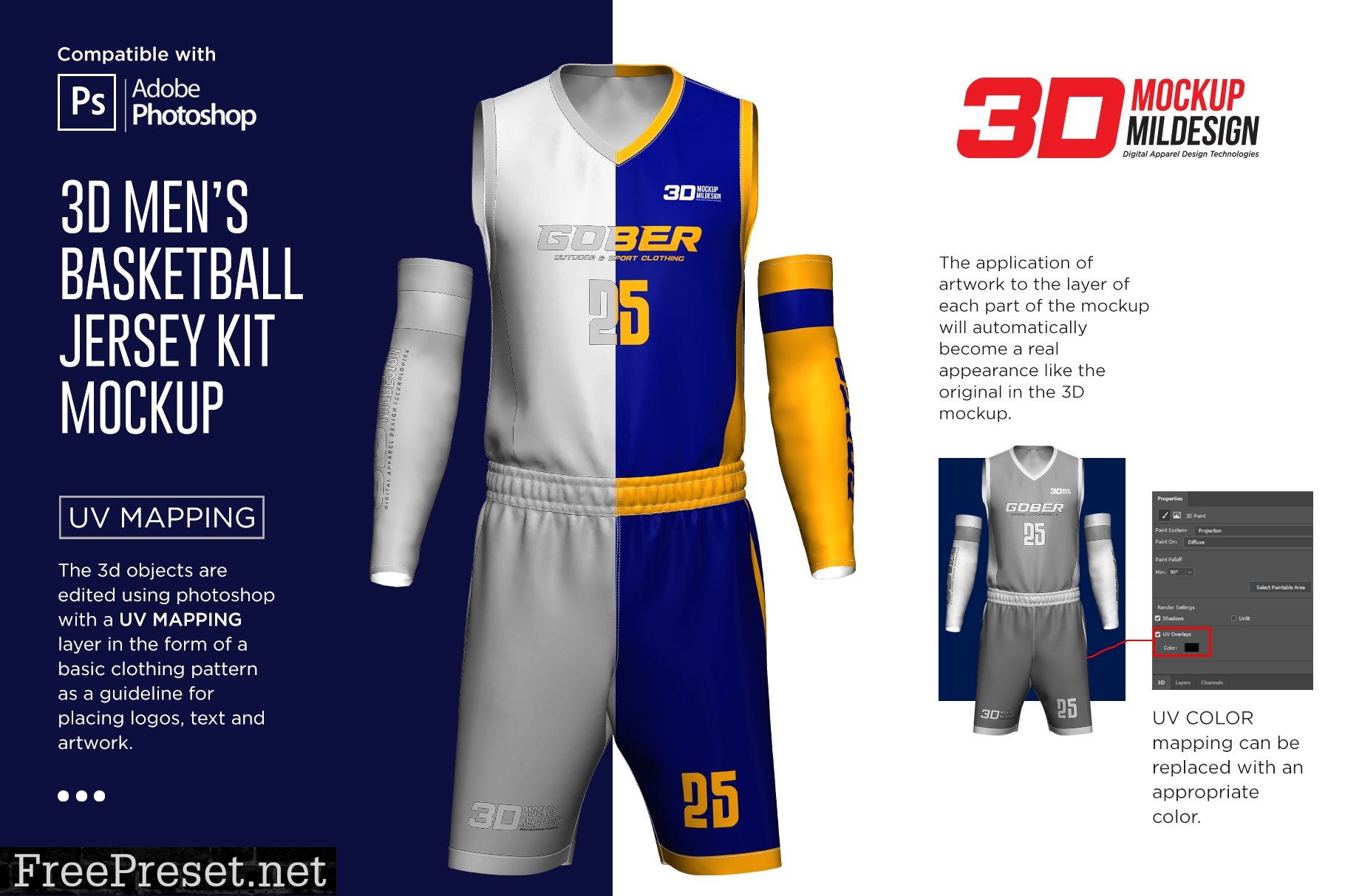 3D Men's Basketball Jersey Mockup 5963509