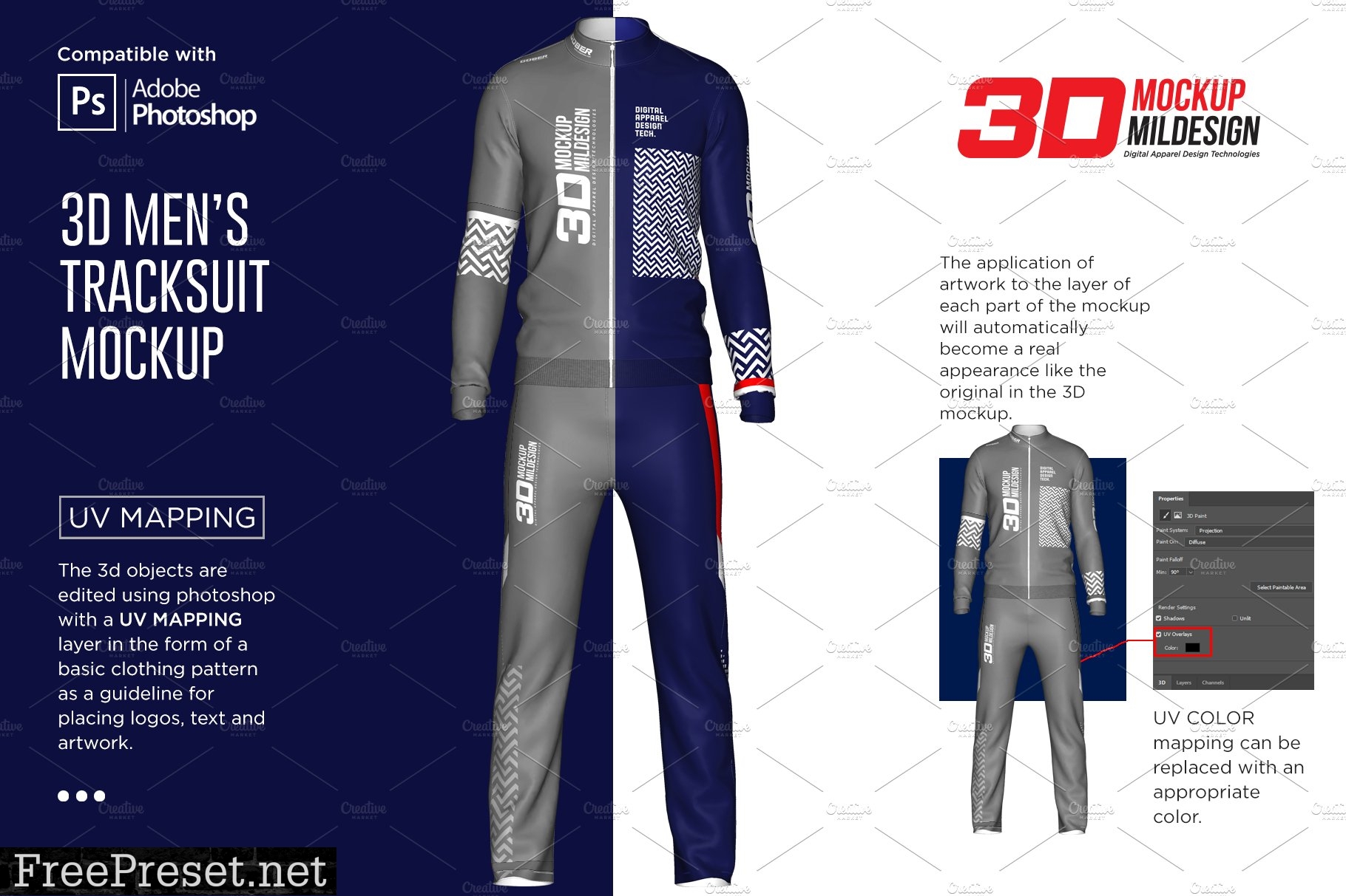 3D Men's Tracksuit Mockup 5963461