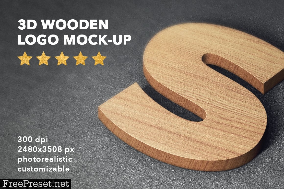 3D wooden logo sign mock-up 2125336