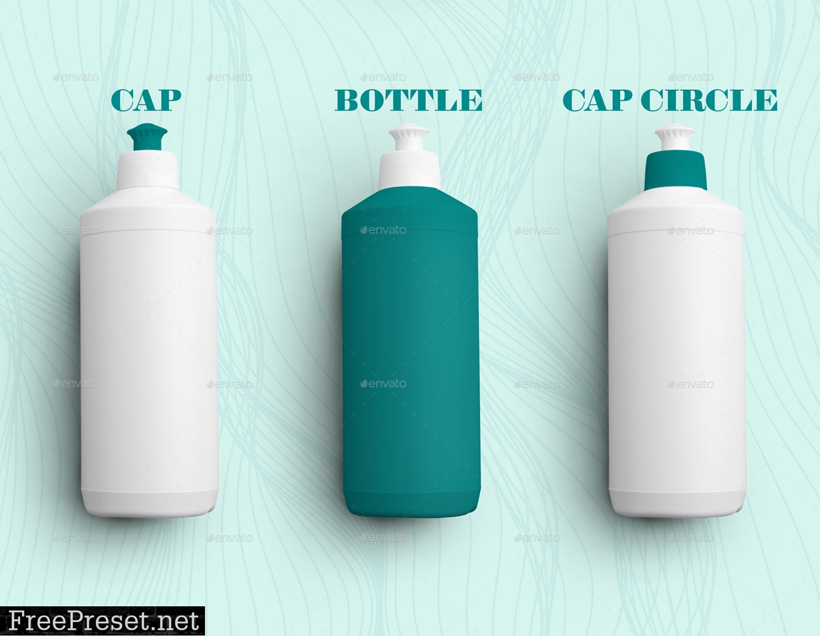 5 Mockups Plastic Bottle with Push-Pull Cap 29634508