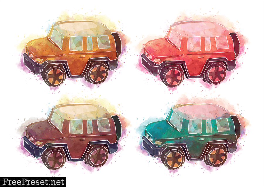 AdventureCar - 47 Watercolor for Adobe Illustrator