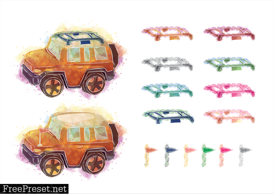 AdventureCar - 47 Watercolor for Adobe Illustrator