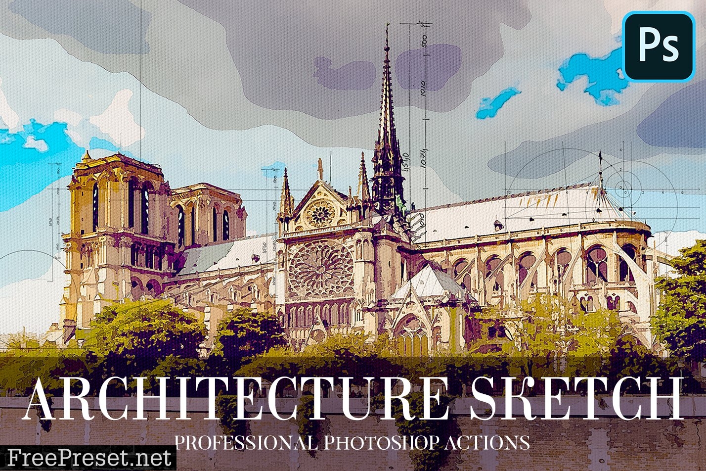 Architecture Sketch Photoshop Action 4870065