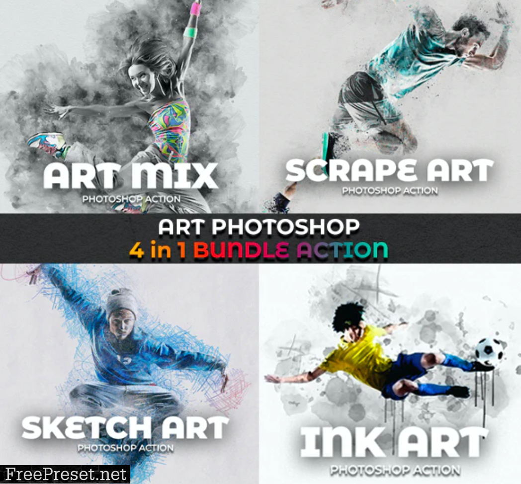 Art Photoshop Action 4 in 1 Bundle 29133173