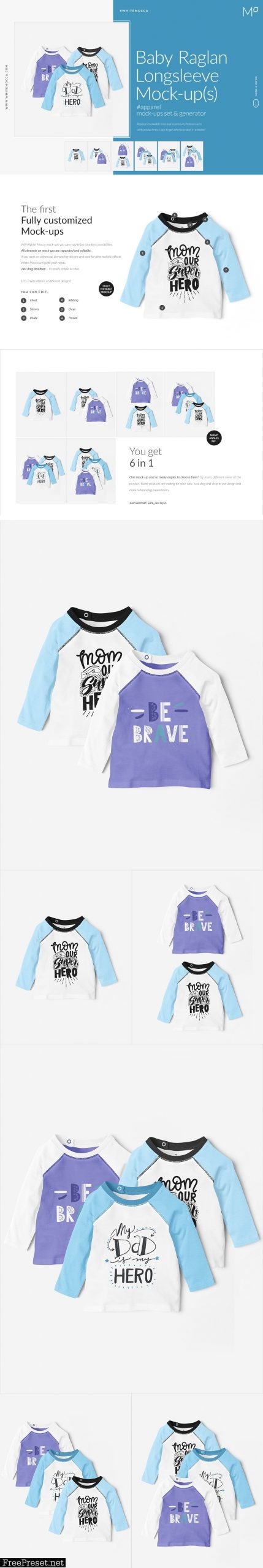 Baby Raglan Longsleeve Mock-ups Set 4548234